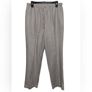 Orvis 100% Linen Light Gray Drawstring Straight Leg Casual Pants Size Small 6/8